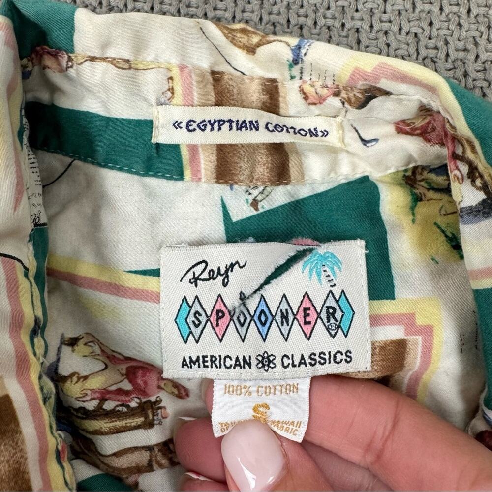 Reyn Spooner Golf Graphic Egyptian Cotton Button Down Short Sleeve Shirt ~ Small - Picture 9 of 13